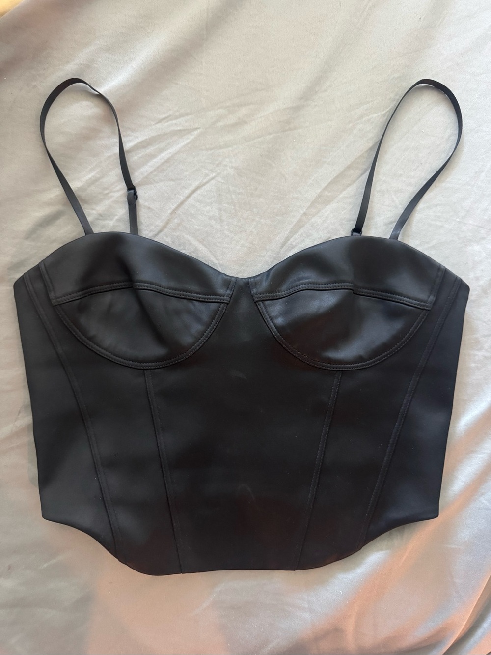 Aritzia Sunday Best Black Satin Corset Top